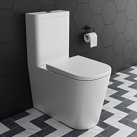 Arezzo Square BTW Close Coupled Rimless Toilet with Soft Close Seat