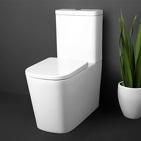 Arezzo Square BTW Close Coupled Rimless Toilet with Soft Close Seat