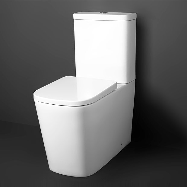 Arezzo Square BTW Close Coupled Rimless Toilet with Soft Close Seat