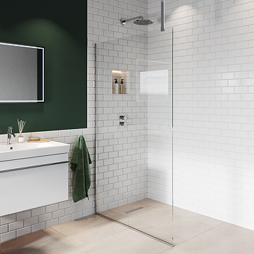 Arezzo Square Chrome Frameless 10mm Wetroom Screen with Ceiling Arm