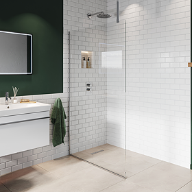 Arezzo Square Chrome Frameless 10mm Wetroom Screen with Ceiling Arm