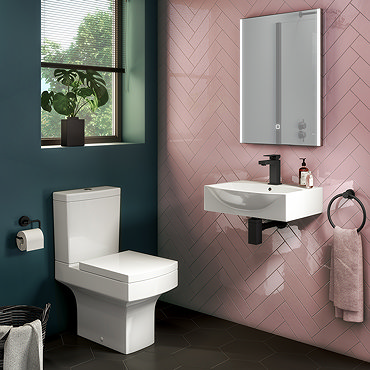 Arezzo Square Cloakroom Suite (Toilet + Basin)  Profile Large Image