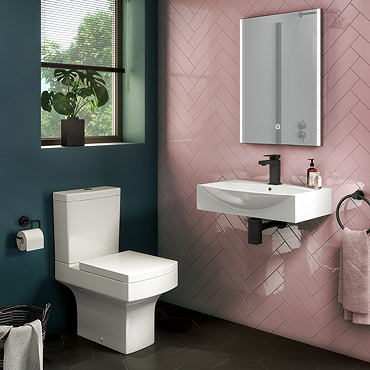 Arezzo Square Cloakroom Suite (Toilet + Basin)  Profile Large Image