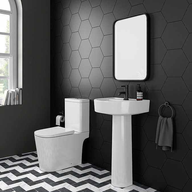 Arezzo Square Close Coupled Rimless Toilet with Soft Close Seat