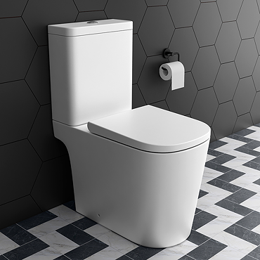 Arezzo Square Close Coupled Rimless Toilet with Soft Close Seat 