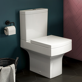 Arezzo Square Close Coupled Toilet + Soft Close Seat Large Image