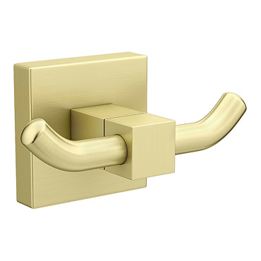 Arezzo Square Double Robe Hook Brushed Brass