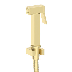Arezzo Square Douche Shower Spray Kit with Wall Bracket and Hose Brushed Brass