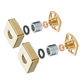 Arezzo Square Easy Fix Bar Shower Fixing Bracket Brushed Brass	