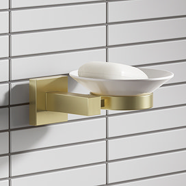 Arezzo Square Fluted Soap Dish - Brushed Brass