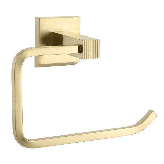 Arezzo Square Fluted Toilet Roll Holder - Brushed Brass