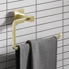 Arezzo Square Fluted Towel Holder - Brushed Brass