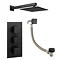 Arezzo Square Matt Black 2 Outlet Shower System (Fixed Shower Head + Overflow Bath Filler)  Newest Large Image