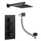 Arezzo Square Matt Black 2 Outlet Shower System (Fixed Shower Head + Overflow Bath Filler) Newest Large Image