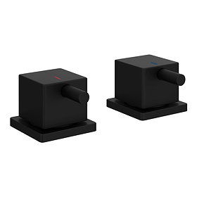 Arezzo Square Matt Black 3/4" Deck Bath Side Valves (Pair) Large Image