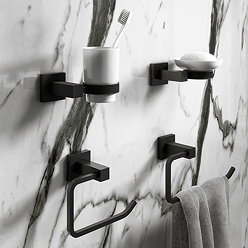 Arezzo Square Matt Black 4-Piece Bathroom Accessory Pack