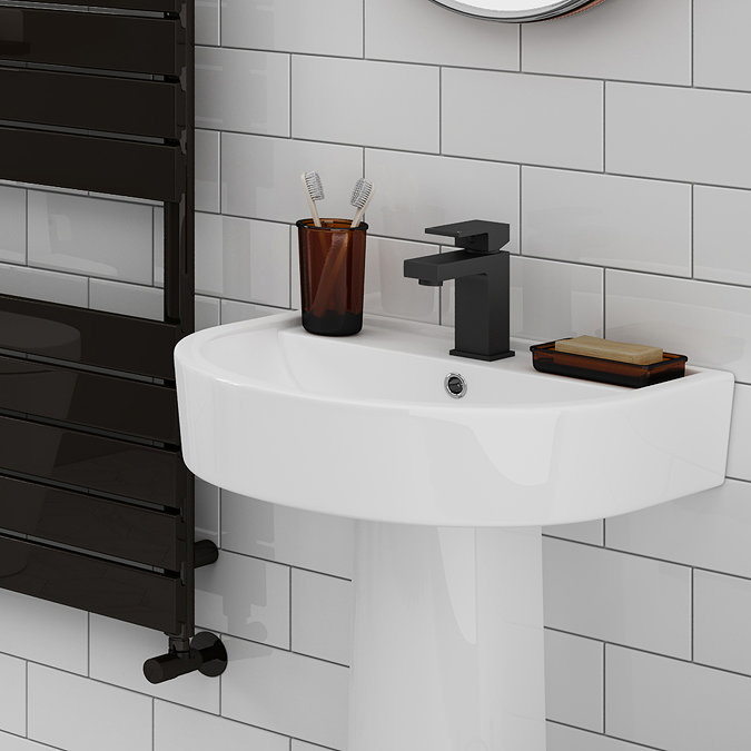 Arezzo Square Matt Black Basin Mono Mixer Tap  Feature Large Image