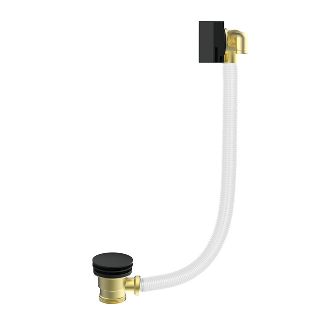 Arezzo Square Matt Black Deck Bath Side Valves with Freeflow Bath Filler