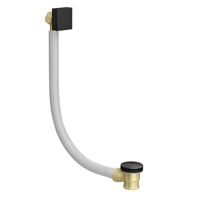 Arezzo Square Matt Black Deck Bath Side Valves with Freeflow Bath Filler