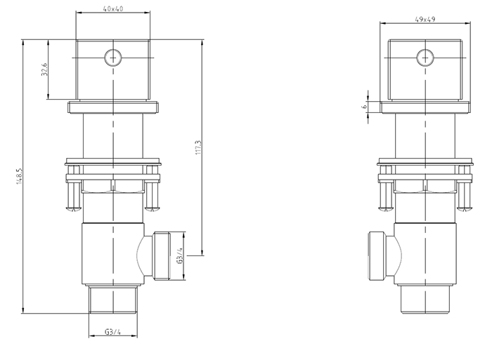 Arezzo Square Matt Black Deck Bath Side Valves with Freeflow Bath Filler