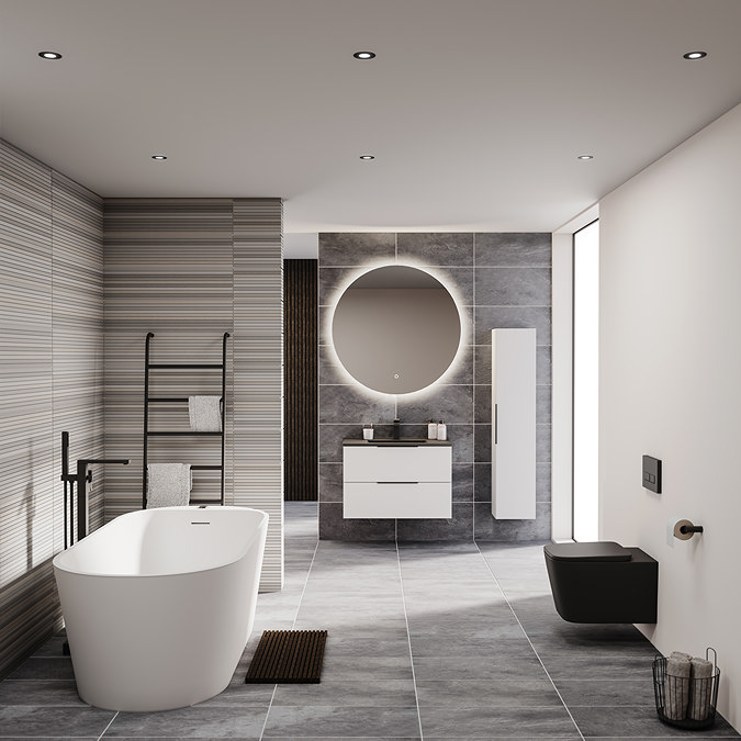 Arezzo Square Matt Black Floor Mounted Free-standing Bath Shower Mixer incl. Shower Kit