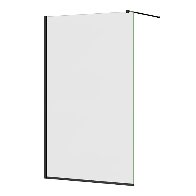 Arezzo Square Matt Black Frameless 10mm Wetroom Screen with Wall Mounted Arm 1200mm