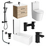Arezzo Square Matt Black & Rustic Oak Complete Bathroom Suite