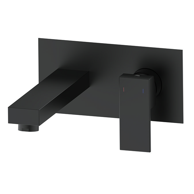 Arezzo Square Matt Black Wall Mounted Basin Mixer Tap