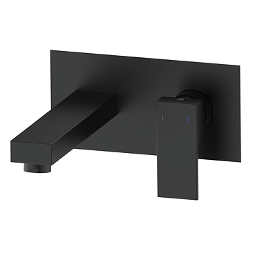 Arezzo Square Matt Black Wall Mounted Basin Mixer Tap  Profile Large Image