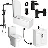 Arezzo Square Modern Matt Black Complete Bathroom Suite with Vanity, Bath, & Curved Screen