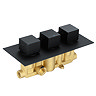 Arezzo Square Modern Triple Concealed Shower Valve - Matt Black  Profile Large Image