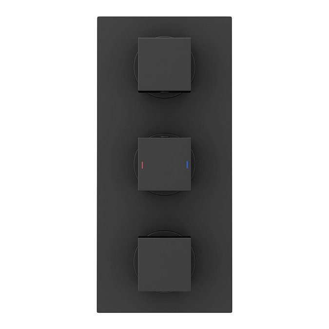 Arezzo Square Modern Triple Concealed Shower Valve - Matt Black  Newest Large Image