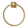Arezzo Square Plate Wall Mounted Towel Ring Brushed Brass  Profile Large Image
