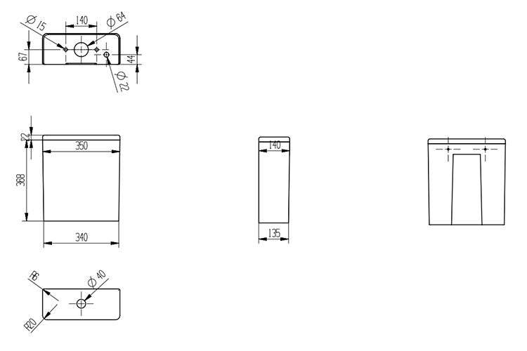 Arezzo Square Short Projection BTW Close Coupled Rimless Toilet + Soft Close Seat