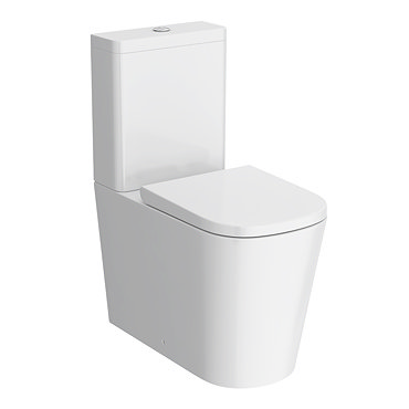 Arezzo Square Short Projection BTW Close Coupled Rimless Toilet + Soft Close Seat