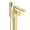 Arezzo Square Thermostatic Floor Mounted Freestanding Bath Shower Mixer Brushed Brass