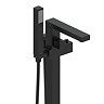 Arezzo Square Thermostatic Floor Mounted Freestanding Bath Shower Mixer Matt Black