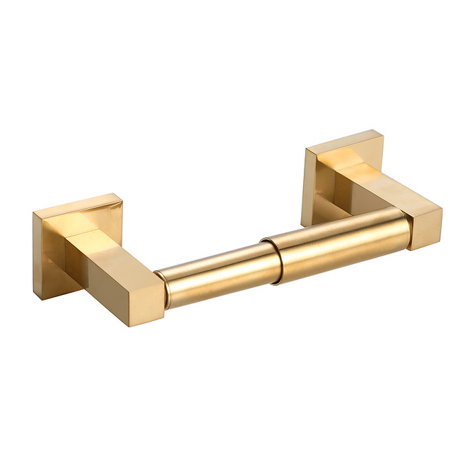 Arezzo Square Toilet Roll Holder Brushed Brass Large Image