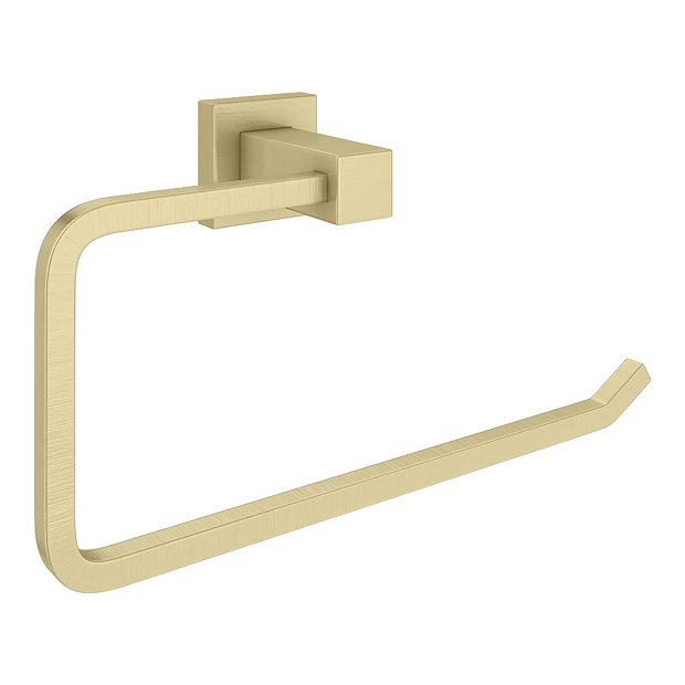 Square Edge Brushed Brass Bathroom Hand Towel Ring + Reviews