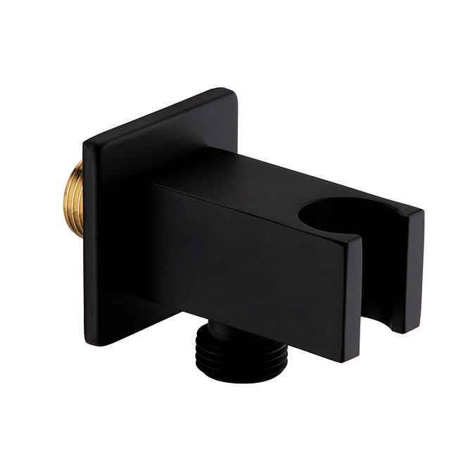 Arezzo Square Wall Elbow & Shower Handset Holder - Matt Black Large Image