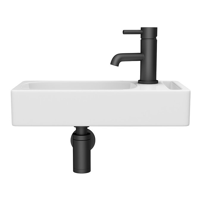Arezzo Square Wall Hung Cloakroom Basin with Towel Rail - Gloss White