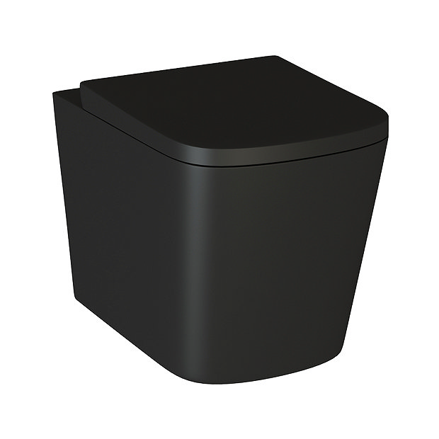 Arezzo SoftSquare Wall Hung Rimless Toilet with Soft Close Seat Matt Black
