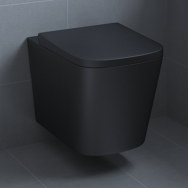 Arezzo Square Wall Hung Rimless Toilet incl. Soft Close Seat Matt Black