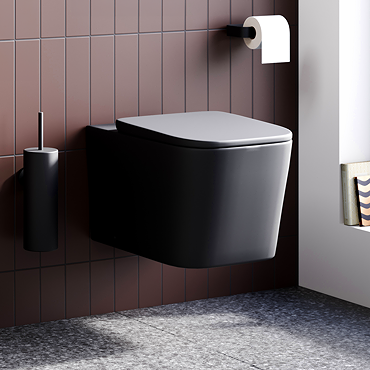 Arezzo Square Wall Hung Rimless Toilet incl. Soft Close Seat Matt Black