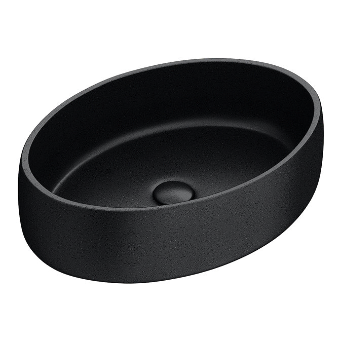 Arezzo Stone Black Terrazzo Oval Counter Top Basin (500 x 350mm) with Waste