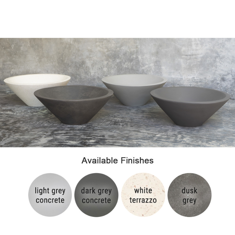 Arezzo Stone Dusk Grey Conical Counter Top Basin 405mm Diameter