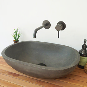 Arezzo Stone Dusk Grey Oval Counter Top Basin (510 x 320mm) Large Image