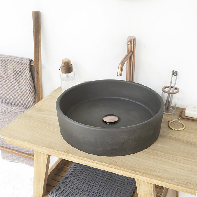 Arezzo Stone Dusk Grey Round Counter Top Basin - 405mm Diameter