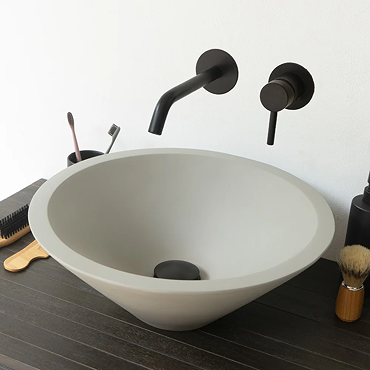 Arezzo Stone Light Grey Concrete Conical Counter Top Basin - 405mm Diameter Profile Large Image