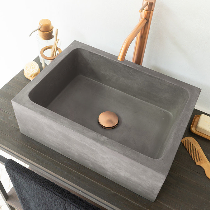 Arezzo Stone Natural Concrete Rectangular Counter Top Basin (450 x 320mm)  Profile Large Image